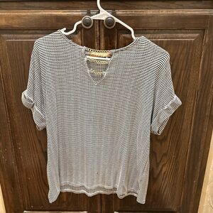 Meldini Striped Top with Gold Chain Detail